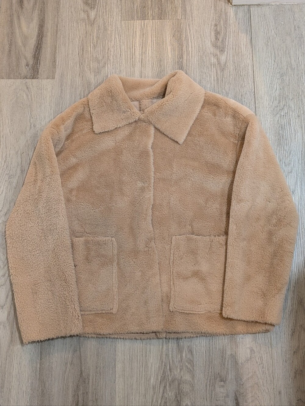 Beige Sherpa Fleece Jacket Coat - No Tags No Size